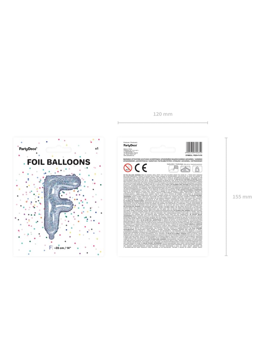 Folieballong bokstav F silver med purpurin