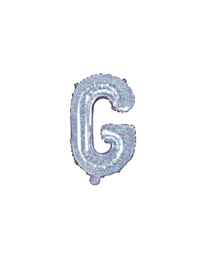 Letter G Foil Balloon in Silver Glitter