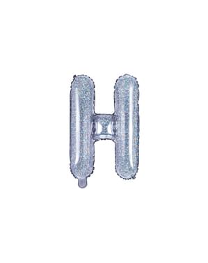 Буква H фольгированный шар в серебряном блеске