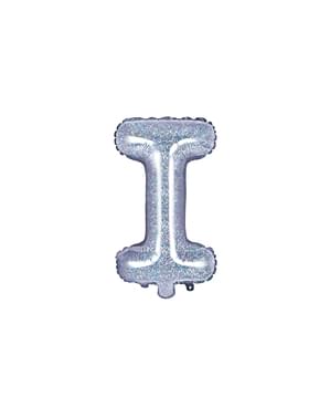 Letter I Foil Balloon in Zilver Glitter