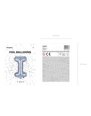 Letter I Foil Balloon in Zilver Glitter