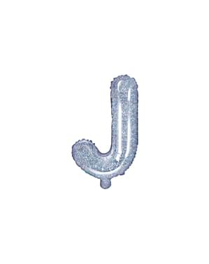 Буква J фольгированный шар в серебряном блеске