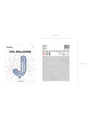 Folienballon Buchstabe J silber mit Glitzer