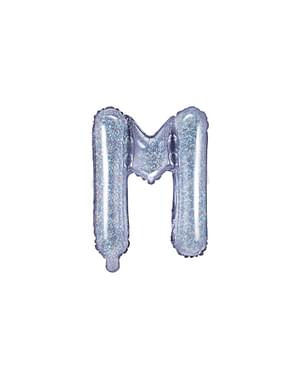 Letter M Foil Balloon in Zilver Glitter