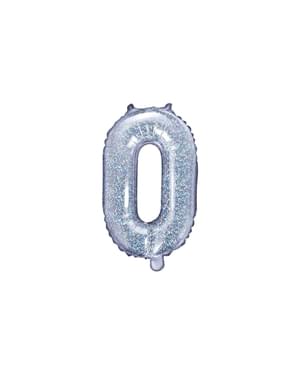 Fóliový balónek ve tvaru písmene O ve třpytivé stříbrné barvě
