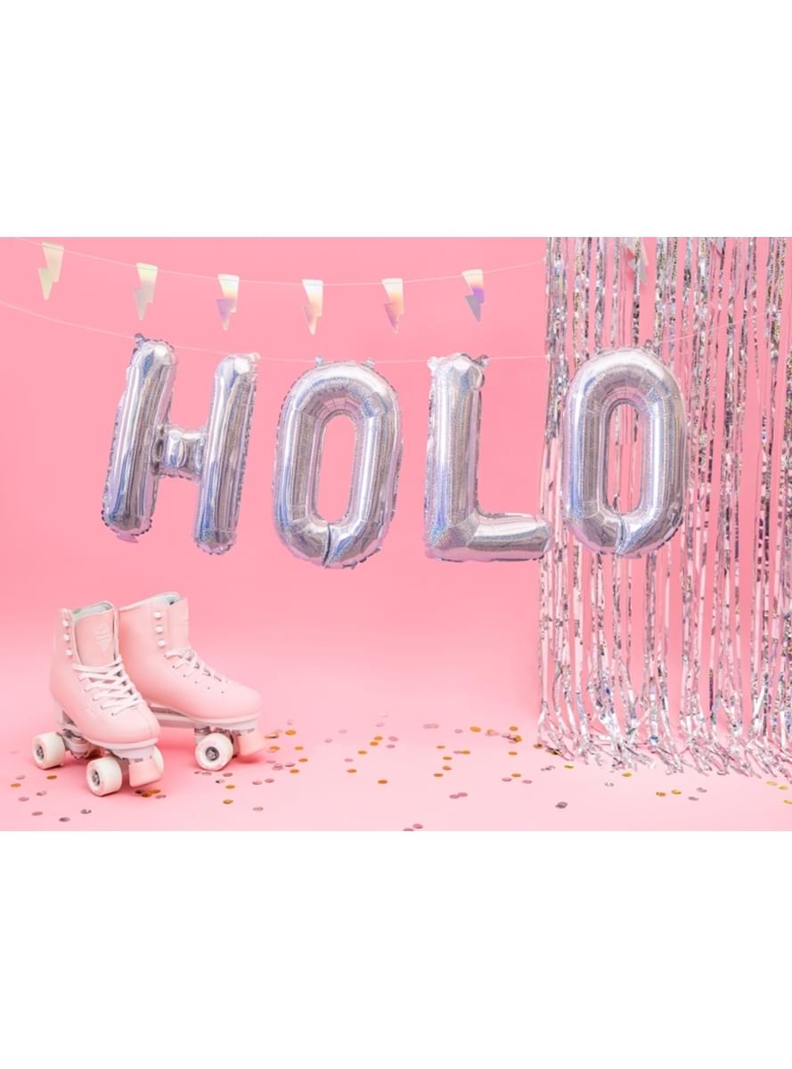 Globo foil letra O plateado con purpurina