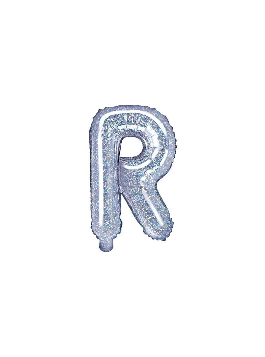 シルバーグリッターの文字R箔バルーン
