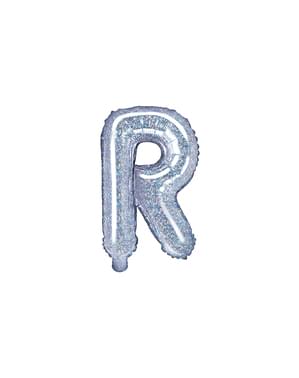 Ballon aluminium lettre R argenté à paillettes