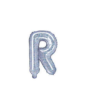 Буква R Фольга куля в Silver Glitter