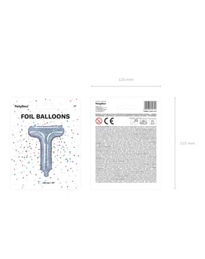 Folienballon Buchstabe T silber mit Glitzer