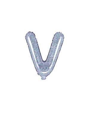 V-kirjaimen muotoinen foliopallo (hopeanvärinen glitter)