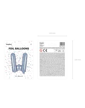 Folienballon Buchstabe W silber mit Glitzer