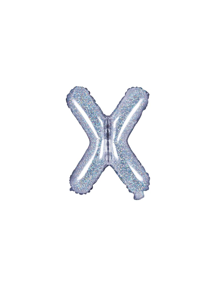 Letter X Foil Balloon in Silver Glitter