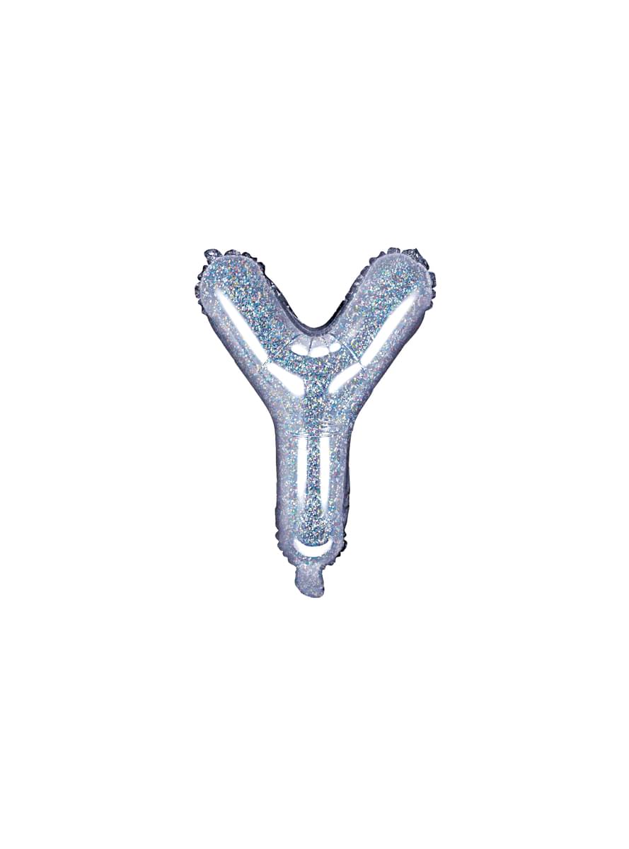 Folienballon Buchstabe Y silber mit Glitzer