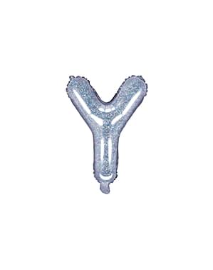 Globo foil bokstav Y sølv med glitter
