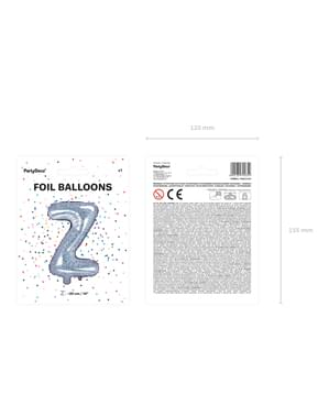 Globo foil letra Z plateado con purpurina