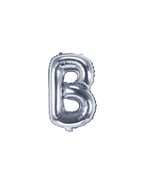 B-kirjaimen muotoinen foliopallo (hopeanvärinen) (35cm)