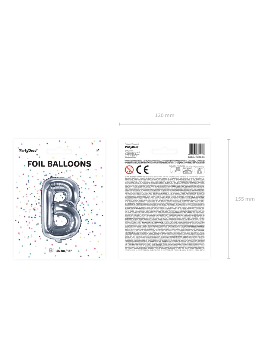 Folienballon Buchstabe B silber (35cm)
