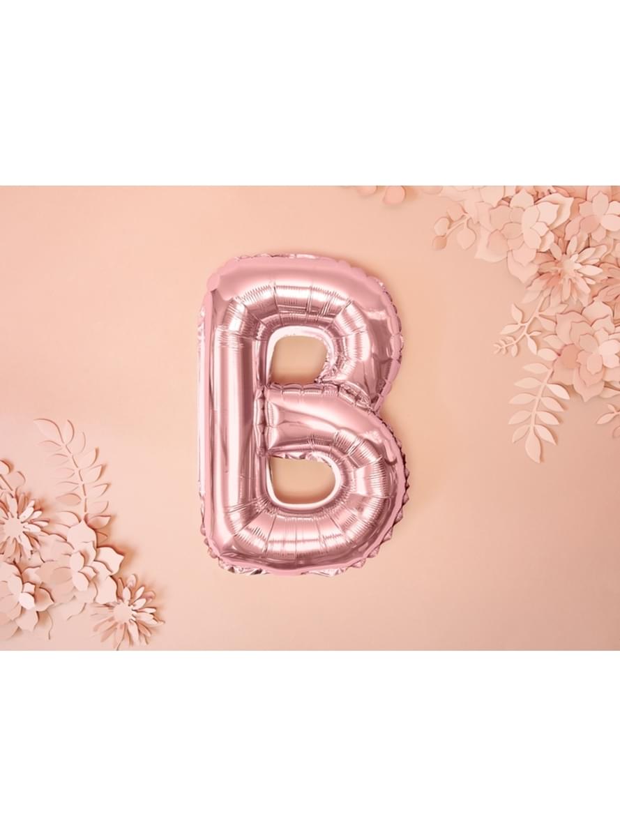 Balão em alumínio letra B rosa dourado  (35cm)
