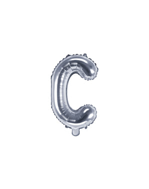 Fóliový balónek ve tvaru písmene C ve stříbrné barvě