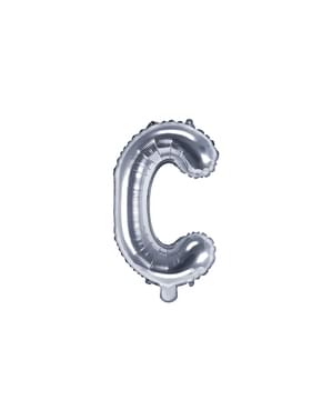 Буква C фольгированный шар в серебре