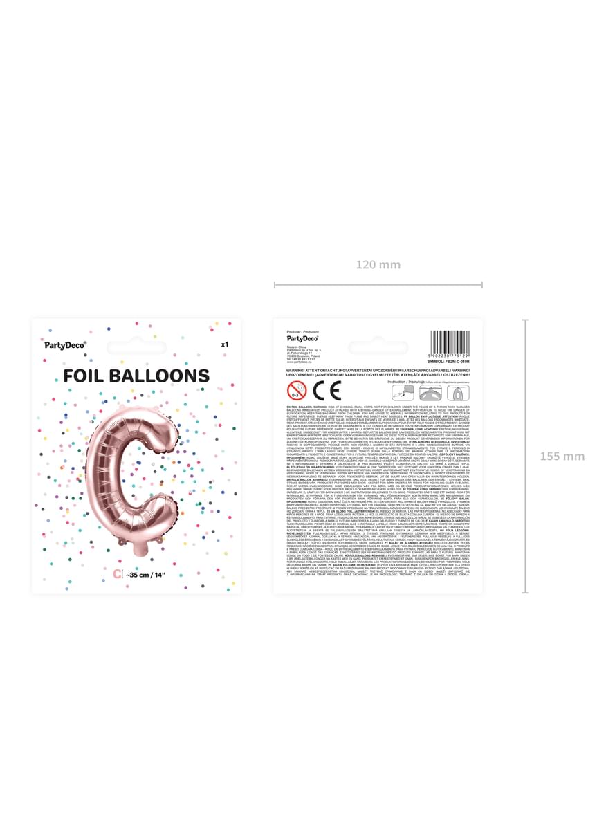 Letter C folie ballon in rosé goud