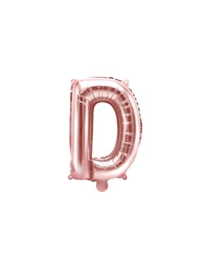 Balão em alumínio letra D rosa dourado