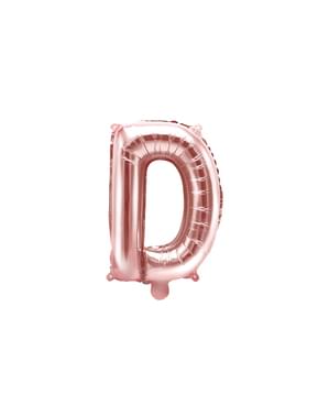 Letter D Foil Balloon in Rose Gold