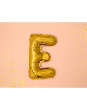 Ballon aluminium lettre E doré (35cm)
