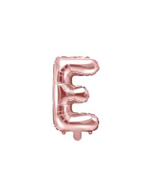 Balão em alumínio letra E rosa dourado  (35cm)