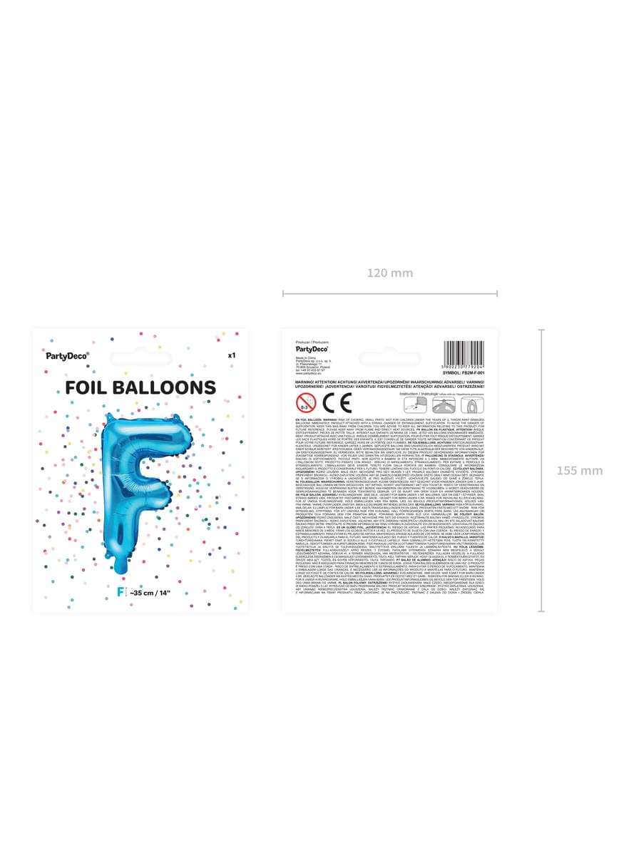 Folienballon Buchstabe F blau (35cm)