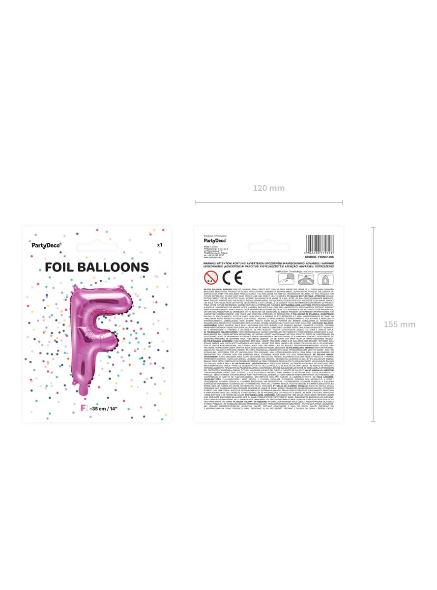 Letter F Foil Balloon in Dark Pink (35cm)