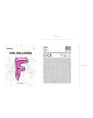 Fóliový balónek ve tvaru písmene F v tmavěrůzové barvě (35cm)