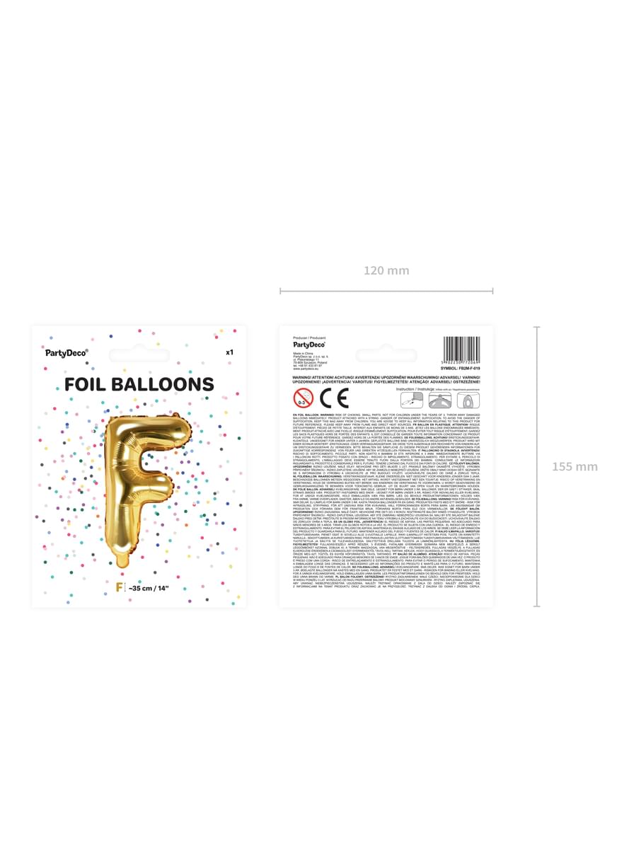 Ballon aluminium lettre F doré
