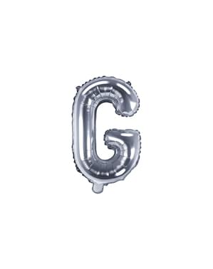 Fóliový balónek ve tvaru písmene G ve stříbrné barvě