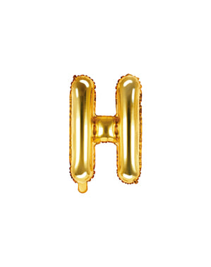 Fóliový balónek ve tvaru písmene H ve zlaté barvě