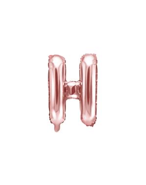 Balon folie litera H roz auriu