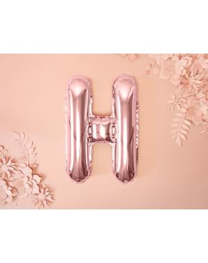 Globo foil letra H oro rosa
