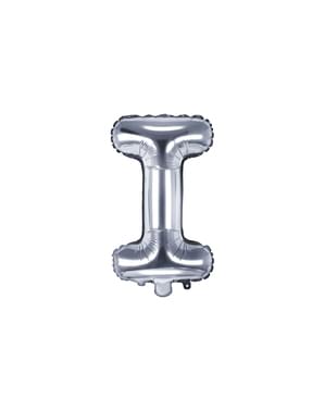 Fóliový balónek ve tvaru písmene I ve stříbrné barvě