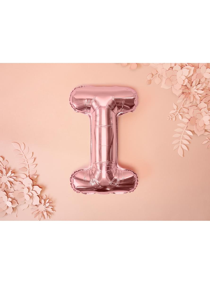 Letter I folie ballon in rosé goud