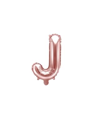 Balão em alumínio letra J rosa dourado