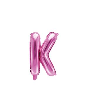 K-kirjaimen muotoinen foliopallo (tumma pinkki)
