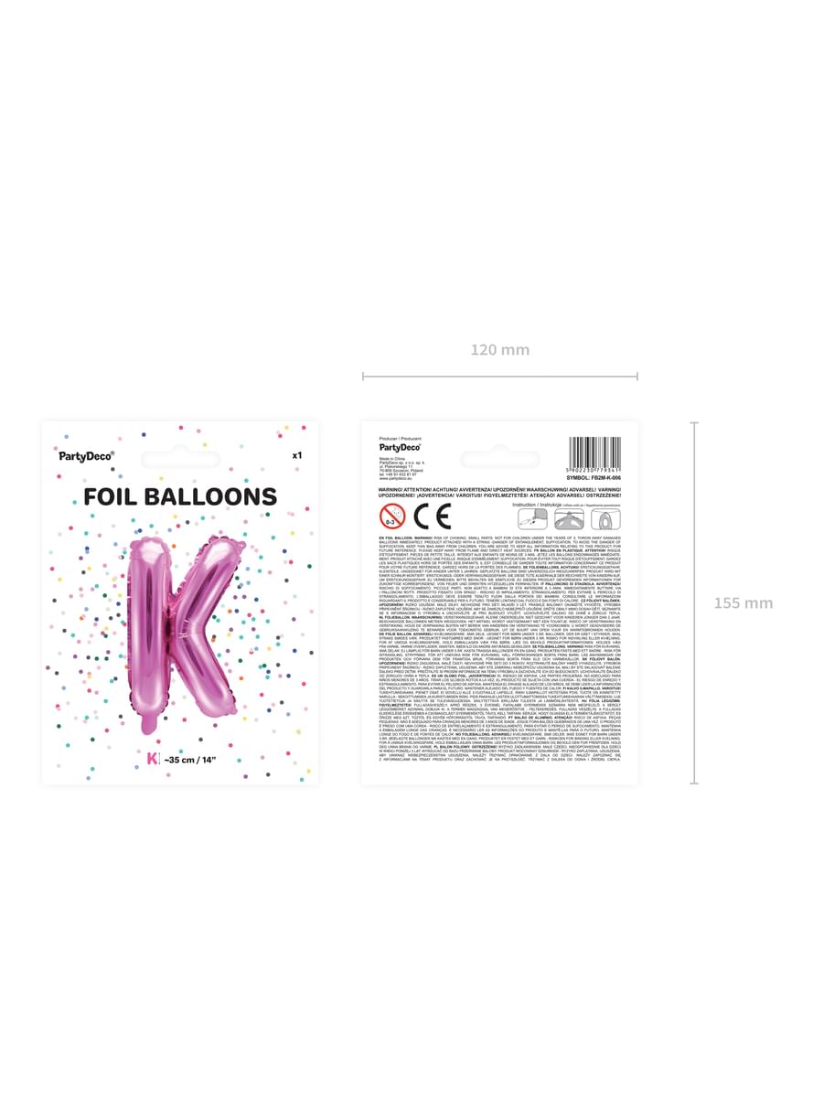 Balão foil letra K rosa escuro