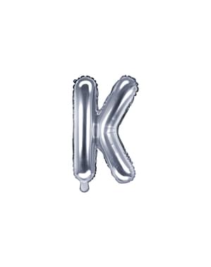 K-kirjaimen muotoinen foliopallo (hopeanvärinen)