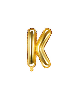 Fóliový balónek ve tvaru písmene K ve zlaté barvě