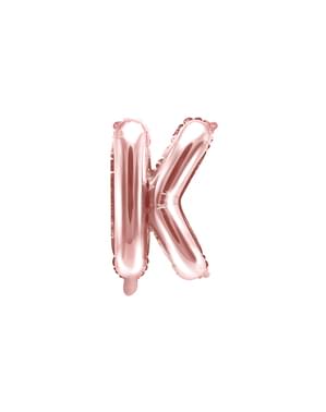 Balão em alumínio letra K rosa dourado