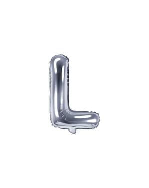 Fóliový balónek ve tvaru písmene L ve stříbrné barvě