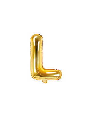 Fóliový balónek ve tvaru písmene L ve zlaté barvě
