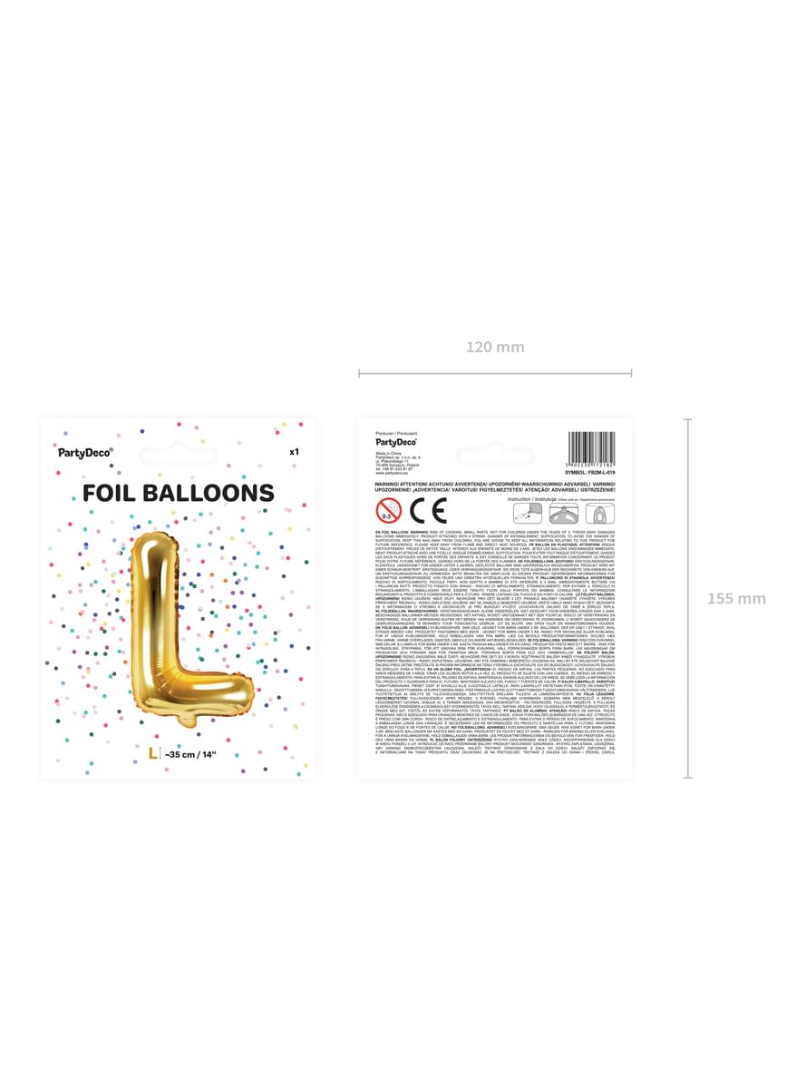 Ballon aluminium lettre L doré