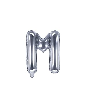Буква М фольгированный шар в серебре